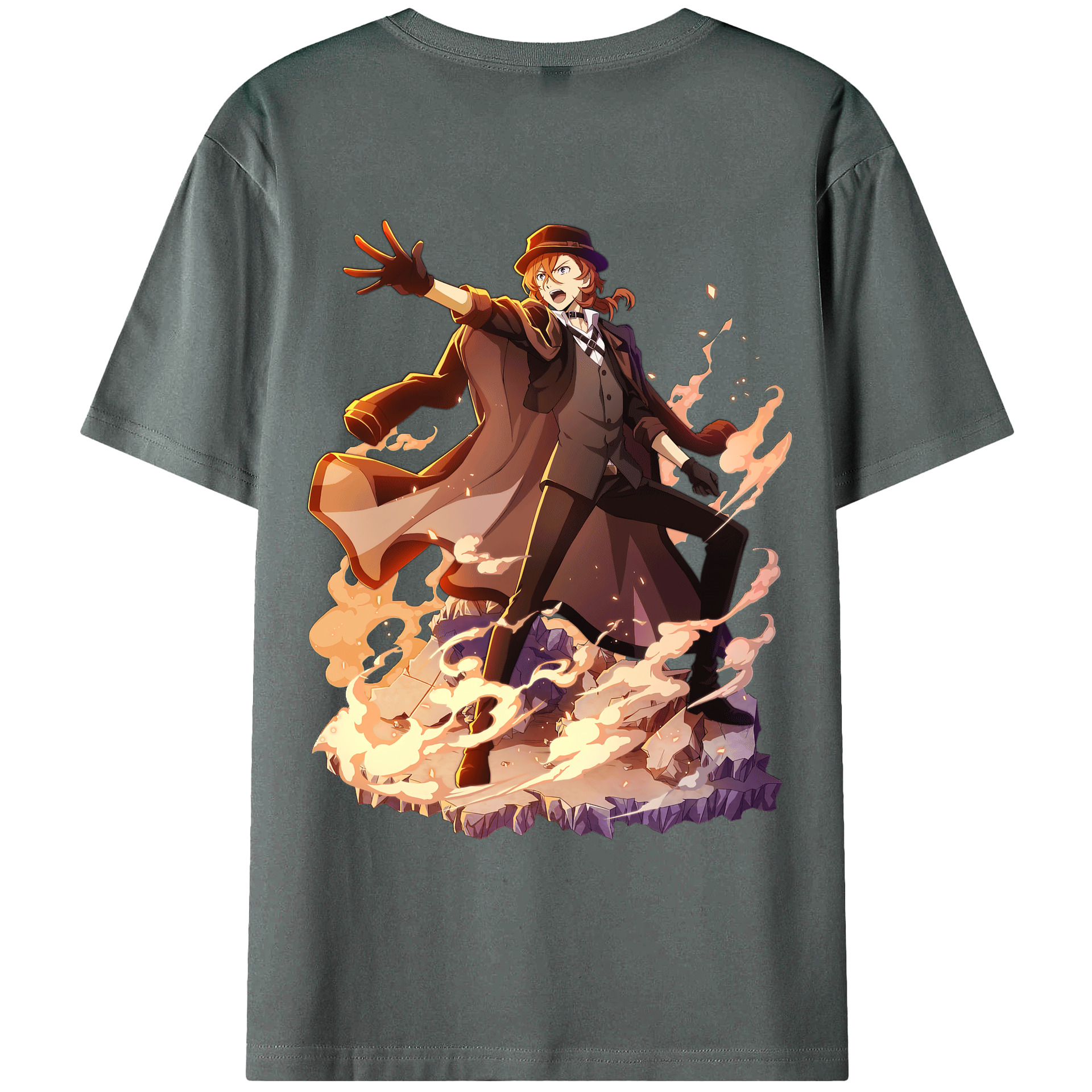 （画像用） 文豪ストレイドッグス Bungo Stray Dogs 綿100％ メンズ半袖Tシャツ（バックプリント） 通気性